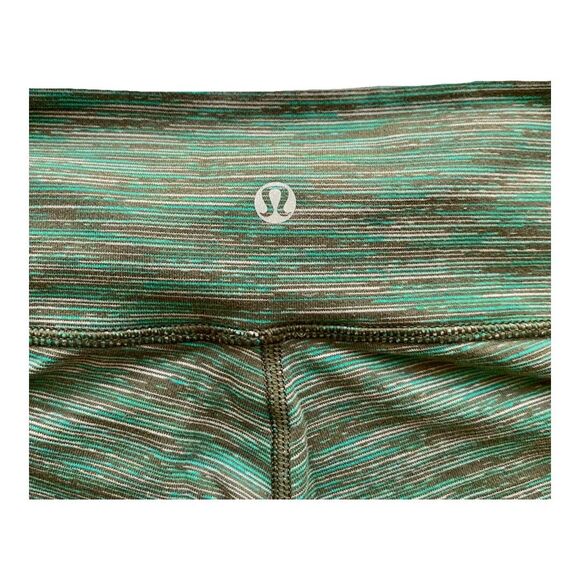 Lululemon Wunder Under Cropped Legging Green Stripe SZ 8 leisure yoga comfort - Picture 3 of 6